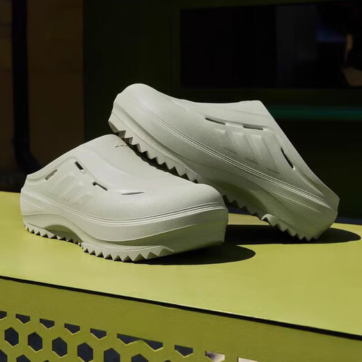 
Adidas slippers men's shoes women's shoes 2025 summer new sports hole mules thick-soled slippers casual bag-toe sandals JR9274 light gray green 36.5