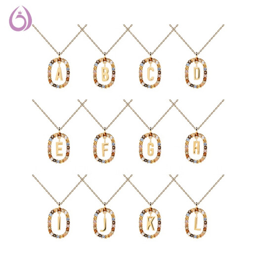 Feixiangge Spanish PDPAOLA letter necklace for women, light luxury niche color gem bag 18k gold clavicle chain for birthday LA01H