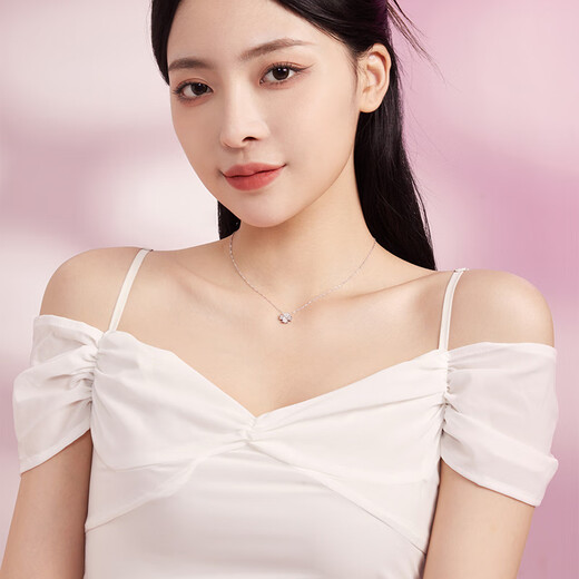 Saturday Fortune PT950 platinum necklace women's car flower lucky sweetheart four-leaf clover pendant 3.43g 40cm +5cm (adjustable)