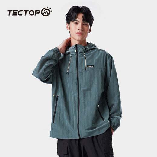 TECTOP sun protection clothing for men UPF50+ UV protection 2024 summer light and breathable outdoor fishing skin clothing outer wear island green 3XL