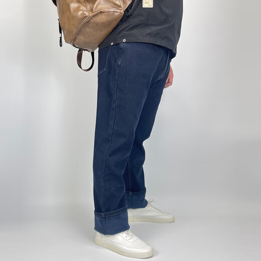 酷万秋冬季男士牛仔裤宽松直筒加肥加大码款弹力胖子肥佬休闲高腰长裤 【珊瑚绒】雾霾蓝MZR9896 48 【290斤左右】