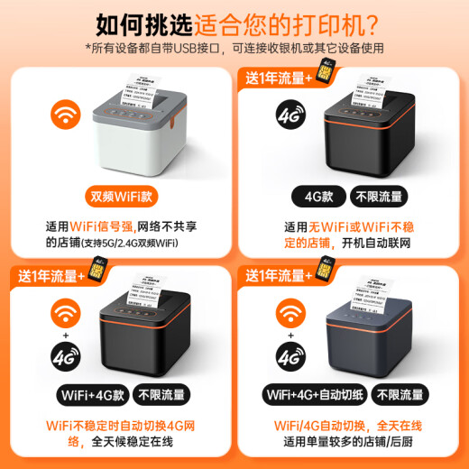 
Shangpeng [support JD Takeaway] Fully automatic orders Meituan Takeaway Printer 4g Ele.me WiFi Voice Bluetooth Thermal Ticket Cloud Printer Dining All-in-One New Product Upgrade [Dual-band WiFi + Live Voice]