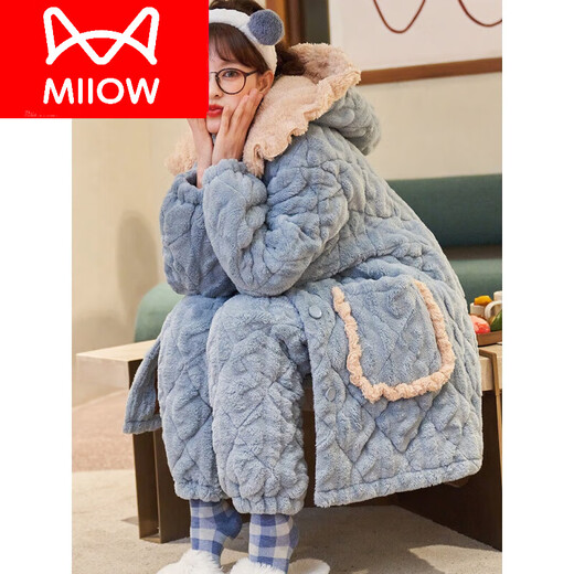 Catman (Miiow) Korallenmerze-Pyjama für Frauen im Herbst und Winter, dreischichtige, verdickte Samt neuer Winter Baumwollflansch Super-Heimkleidung, um warmen JY9898 2xl zu halten