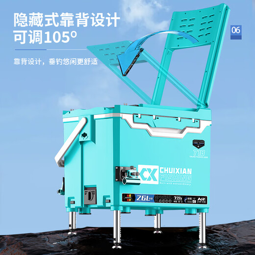 垂弦钓箱2025新款718全套可坐钓鱼箱多功能 超轻超硬包角配件26升 26L 718靠背款蓝色【套餐四】