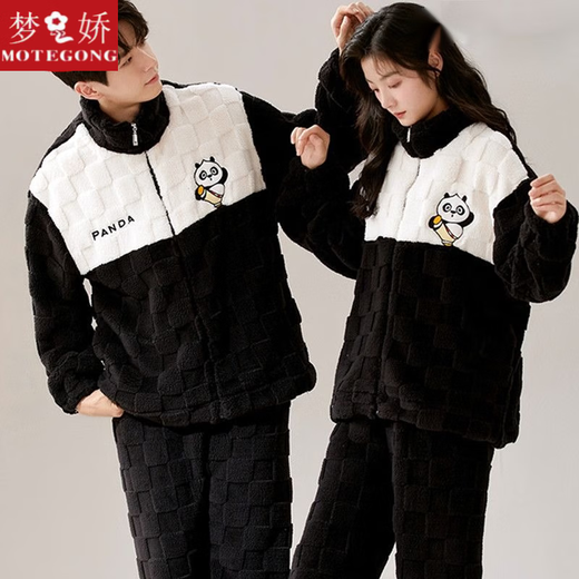 Mengjiao Koralle Velvet Paar Pyjamas für Frauen im Winter verdickte Samt warmer Reißverschluss für Männer modische Flanell Heimkleidung Shu9902 Verdickte Reißverschluss Korallen Samt Frauen L 105-125jin [Jin gleich 0,5 kg]