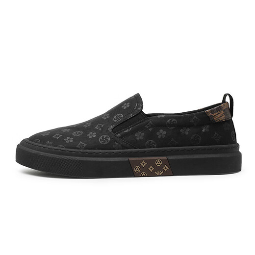 TYKT brand casual shoes men's one-foot canvas shoes summer breathable men's foot cloth shoes lazy shoes black yellow sole 41