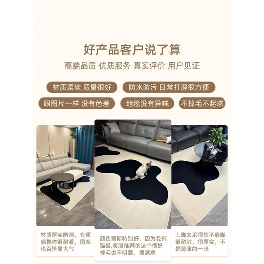 天津崔黄口地毯客厅感家用奶油风免洗可擦沙发地垫卧室床边毯 现代15601 1件 200*300CM(防滑耐脏)