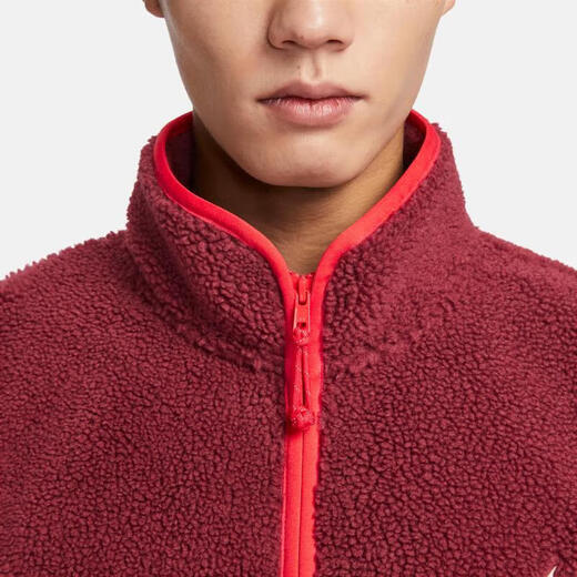 
Nike jacket men's clothing 2024 Spring CNY Dragon Year limited new three-hook imitation lamb standing collar sports casual clothing FZ6194-677/Red M