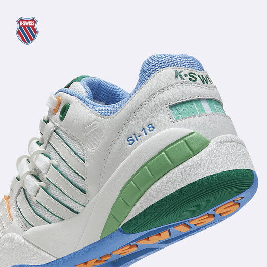 盖世威（K·SWISS）【秀场同款】休闲鞋男女春季情侣款休闲时尚满贯鞋9275-US 148温布尔登白/荷绿色/学院蓝 37.5
