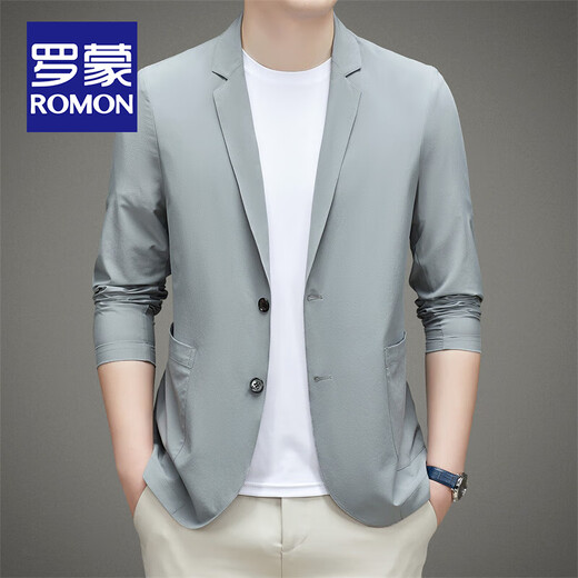 Romon Ice Silk Scred Suit's Men's Men's Light and Thin Casual Elastic Small Elastic Cost Markless Single Veste Men Top 699 Beige XL