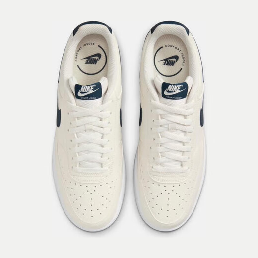 耐克（NIKE）休闲鞋男鞋2025新款Court Vision低帮轻便舒适运动鞋滑板鞋 HQ4867-101/帆白/深海蓝 40