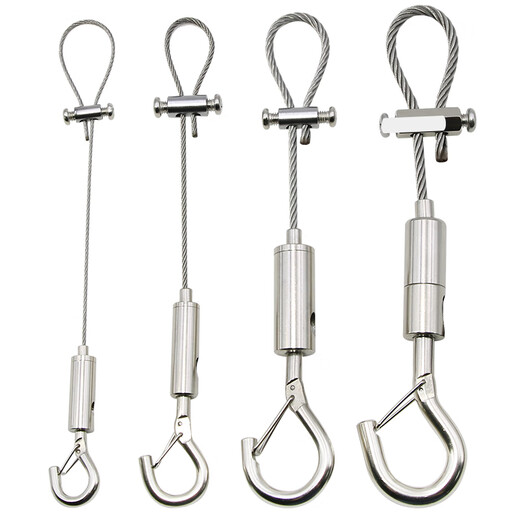 Shantou Lincun 1-4mm 304 stainless steel wire rope sling self-locking buckle hanging code hanging device adjustable hook billboard line 1.5MM thick-0.5 meter long lock + safety hook