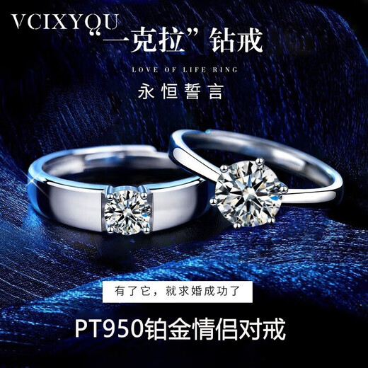 VCIXYOUPT950 Platinum Ring One Carat Diamond Ring Proposal Confession Anniversary Birthday Gift for Girlfriend PT950 Platinum Ring One Carat Women Moissanite/Local Warehouse