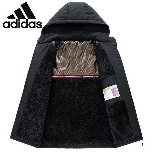 Adidas (adidas) Clover Jacket Men's Spring and Autumn New Casual Versatile Velvet Jacket Outdoor Windproof AD96 Black (Removable Cap) 3XL 155-170Jin Jin is equal to 0.5 kg