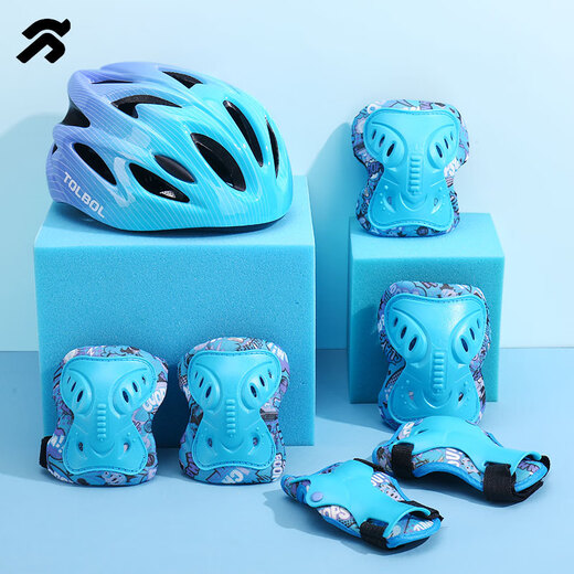Tongbu Roller Skating Schutzfahrrad Reitreiten Kinder Skating Skate Skating Car Helm Schutz Set Blau