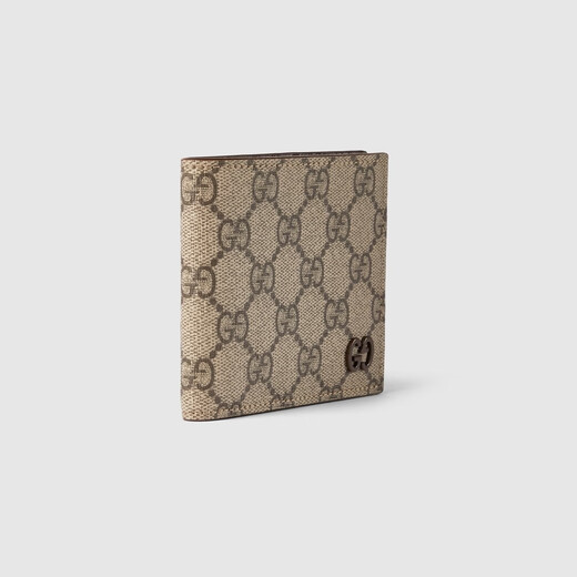 GUCCI Gucci brown interior GG bifold wallet Beige and ebony
