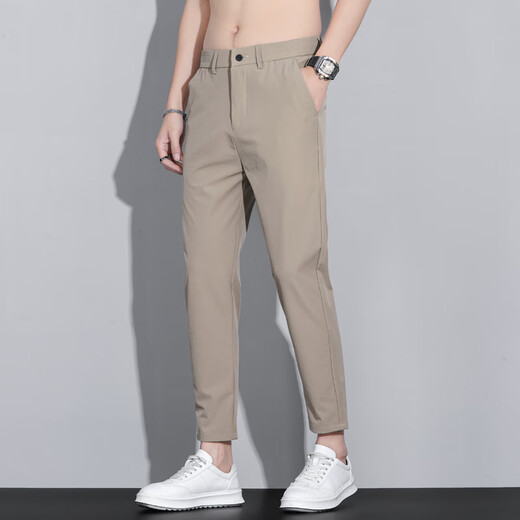 Lomon Lomon Lomon Lomon pinch pants for men slim fit, non-iron anti-wrinkle pants summer casual pants 2025 new style suit pants 9905 black nine-point 38 size recommended 170-185Jin [Jin equals 0.5 kg] All size