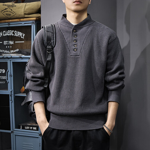 New Balance American military style tough guy Henry collar sweater men's winter new high-end retro long-sleeved bottoming sweater trend 2320 rich green regular XL