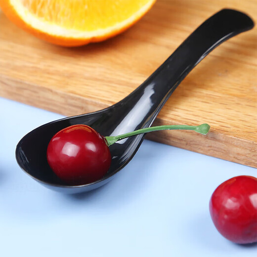 Disposable soup spoons individually wrapped plastic large take-out commercial thickened dessert porridge spoons 3g black spoon simple package 50 pieces long 12cm