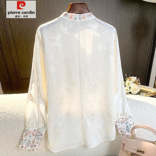Pierre Cardin New Chinese Style White Embroidered Retro Shirt Women Spring New Zen Button Tang Suit Hanfu Top White L