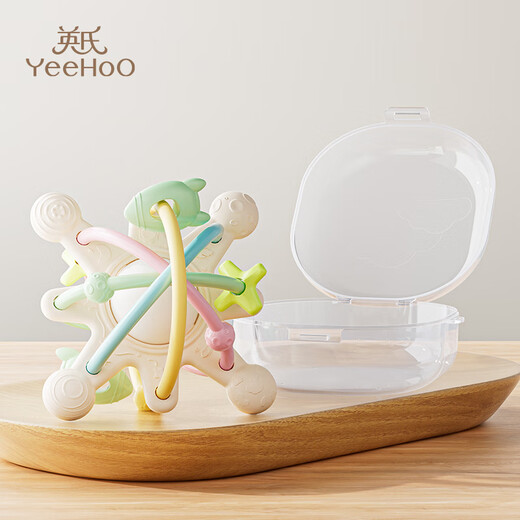 British Manhattan hand ball teether, baby molar stick, chew toy, baby food-grade silicone anti-eating hand, silicone Manhattan rattle, soothing teether, dust-proof