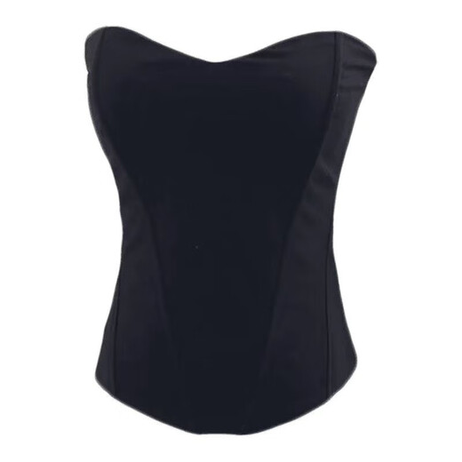 Body-shaping fishbone breast-wrapped women's vest, sexy high-waisted, slim-fitting European and American fashion, with built-in breast pads, anti-slip strips, tube top bra, black XS