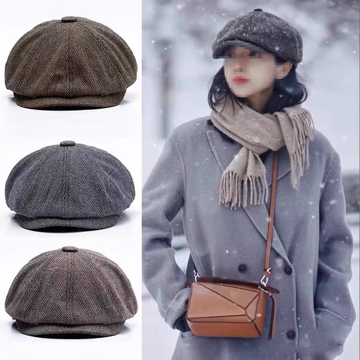 贝雷帽男女英伦时尚百搭复古报童八角帽春秋潮鸭舌帽画家 浅灰色（男女同款） M