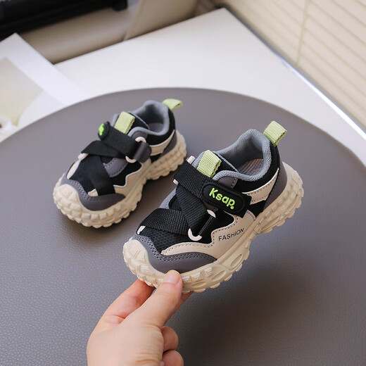 Terranis Yangma recommends children's sports shoes breathable toddler shoes for boys and girls 2025 spring and autumn 2 to 3 years old black 26_inner length 15.8cm