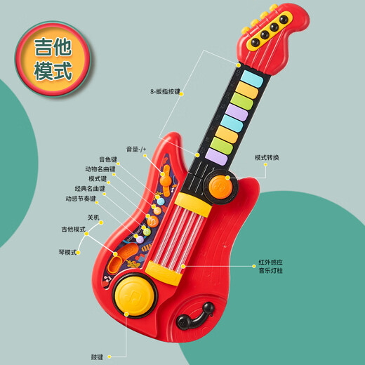 美存吉他玩具尤克里里儿童小女孩男孩初学者迷你版乐器提琴仿真可弹奏 绿色 魔幻吉他琴【电池版】