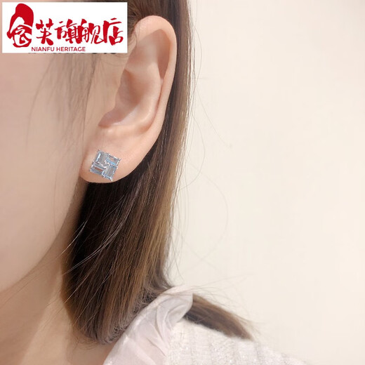 Nianfu 2.0 carat aquamarine earrings for women natural colored gemstone jewelry 925 silver inlaid aquamarine earrings