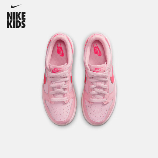 耐克（NIKE）男童DUNK LOW幼童运动童鞋春板鞋复古低帮胶底DH9756 600中柔粉_泡沫粉_透明粉 28 (脚长约17CM)