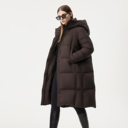 Tambor down jacket women's long fashion casual versatile warm thickened hooded bread jacket 530836Z Elephant Coffee 165