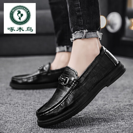 Spechtlederschuhe für Männer im Geschäft Formale Faulenzschuhe für Männer im Sommer atmungsaktiv 2024 Neue Stil fahren Männerschuhe Schwarz (882) 39