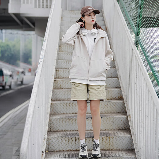 Camel (CAMEL) thin velvet woven sports coat women's hooded casual jacket windbreaker C0W14L9123 Sha Xing L