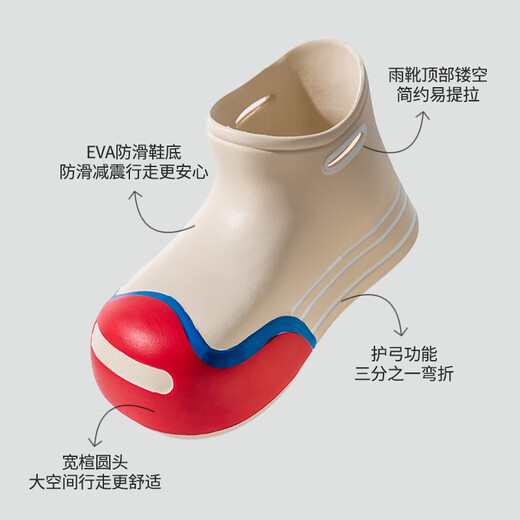 Qingbilin-Frauenschuhe, Regenstiefel, modische Kurzrohr für Frauen, Cartoon niedliche Eva Dicke einzige Anti-Shui-Anti-Hua-Wear-Resistant Damen Regen, süße kurze Röhrchen Regenstiefel [Khaki] 36 [36-37]