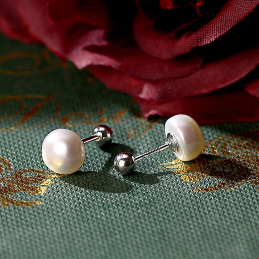 Bangboshi s999 Silver Steamed Bun Round Pearl Earrings 520 Gift Ear Hole Classic Pearl 6-8mm Screw Twist Ear Bone 999 Pearl Earrings 8mm