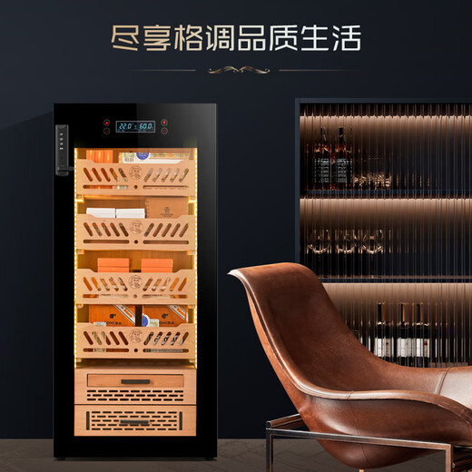 Huilai COMEBACK YC1800 constant temperature and humidity humidor cedar wood ammonia removal humidifier mini cigar cabinet refrigerator cedar wood cabinet 3 flat + 1 basket