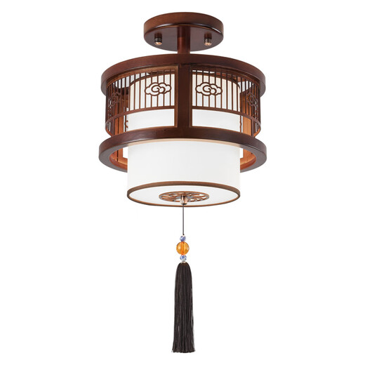 祎琳（yilin）新中式吊灯过道走廊玄关卧室客厅实木复古茶楼餐厅饭店包间吸顶灯 A款直径30cm(12W三色光)