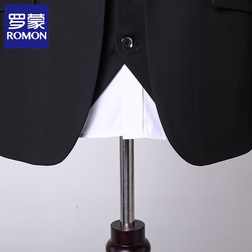 罗蒙西服套装男士商务修身西服男职业正装小西装男结婚礼服外套男 黑色双扣【西服+西裤+衬衫+领带+礼盒装】 XL /175【115-130斤】