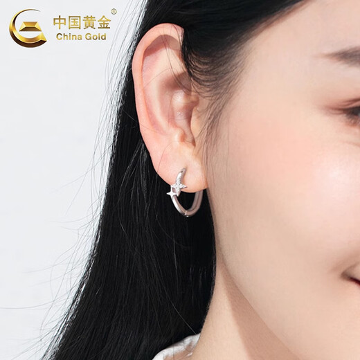 China Gold (CHINA GOLD) Star Earrings PT950 Platinum Earrings for Women New Light Luxury Valentine's Day Birthday Gift for Girlfriend and Wife Jingsuda* Platinum Star Earrings About 2.3g