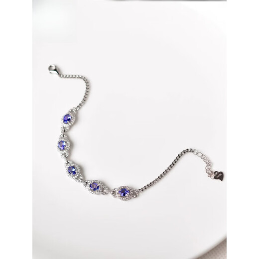 Fat Donglai quality tanzanite bracelet for women s925 silver chain light luxury niche design blue gemstone loose stone inlaid 01#s925 silver tanzanite inlaid bracelet