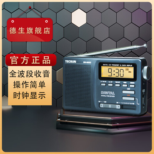 Radio portátil Tecsun DR-920C, pantalla digital de banda completa para personas mayores, control de reloj, examen de ingreso a la universidad nivel 4 y 6 de inglés, gris hierro