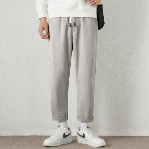 Jean-Vis Summer Nuevo pantalones casuales para hombres sueltos rectos 2025 Nuevos pantalones de verano de nueve puntos cómodos 9904 caqui gris + 9904 claro caki m
