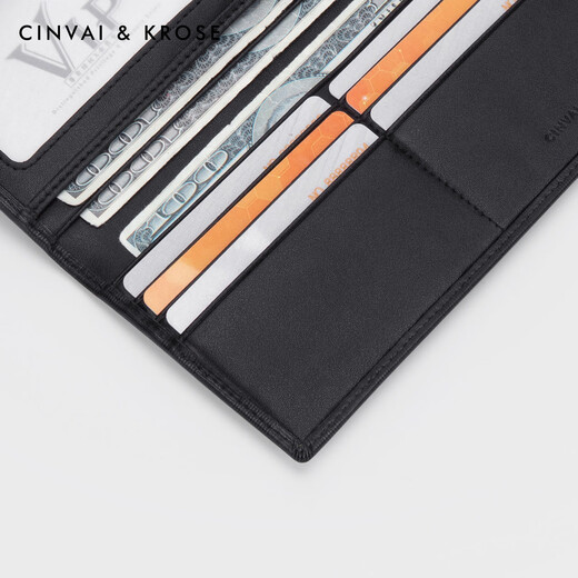 Cinvai/Krose Offizielle Website Kleiner C/K Long Wallet Herren Kopfschicht Cowide Clutch Wallet integrierter Kartenbeutel Vatertag Geschenk Praktische CK Wallet-Schwarz [Geschenkbox Verpackung + Handtasche]