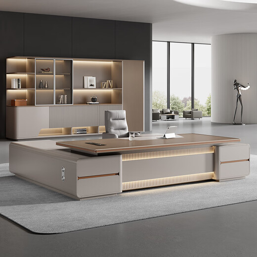 Hongheng boss desk desk simple modern chairman aluminum alloy manager light luxury executive desk office desk and chair combination material sample