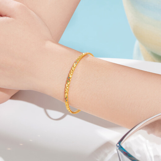 Liufu-Schmuck Massive Gold süß Farbe Dopa Geometrisch Aminfarben Handwerk Gold Armband Preistpreis L02TBGB0017 54 mm-15,99g (einschließlich Arbeitskosten 1343 Yuan)