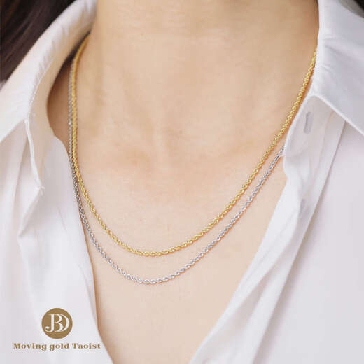 Tanhai 18K gold moving gold Japanese original gem buckle imported braided hemp rope necklace pull-out sweater chain women's pendant 18k gold 60cm hemp rope chain