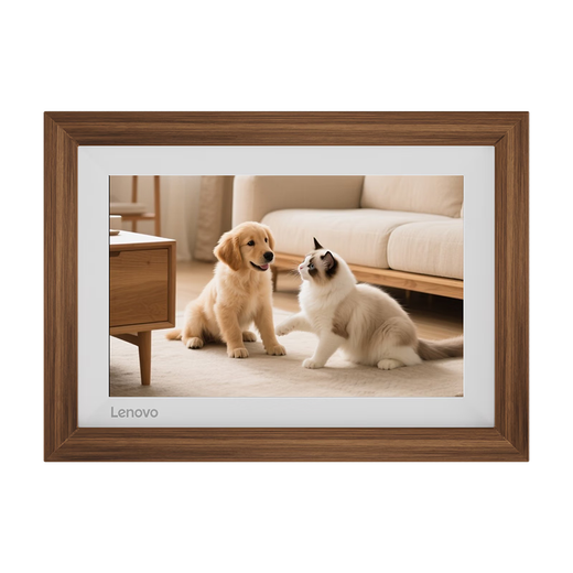 Lenovo D10 digitaler Fotorahmen 10,1-Zoll-High-Definition-elektronisches Fotoalbum Smart-Cloud-Fotorahmen Touchscreen, tischplatzierbarer Wand-Fotorahmen aus Walnussholz