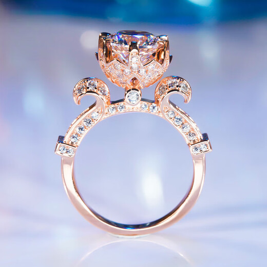 Pt950 platinum D color moissanite bud ring luxury six-claw crown group set vase 1 carat engagement diamond ring D-E/extreme white 1 carat LC/mirror flawless No. 8