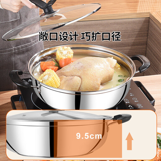 Olla caliente BSITN, olla caliente de acero inoxidable de 28 cm, olla especial, olla para sopa transparente, Cocina de Inducción, recipiente para olla caliente, tapa de olla visible 4428